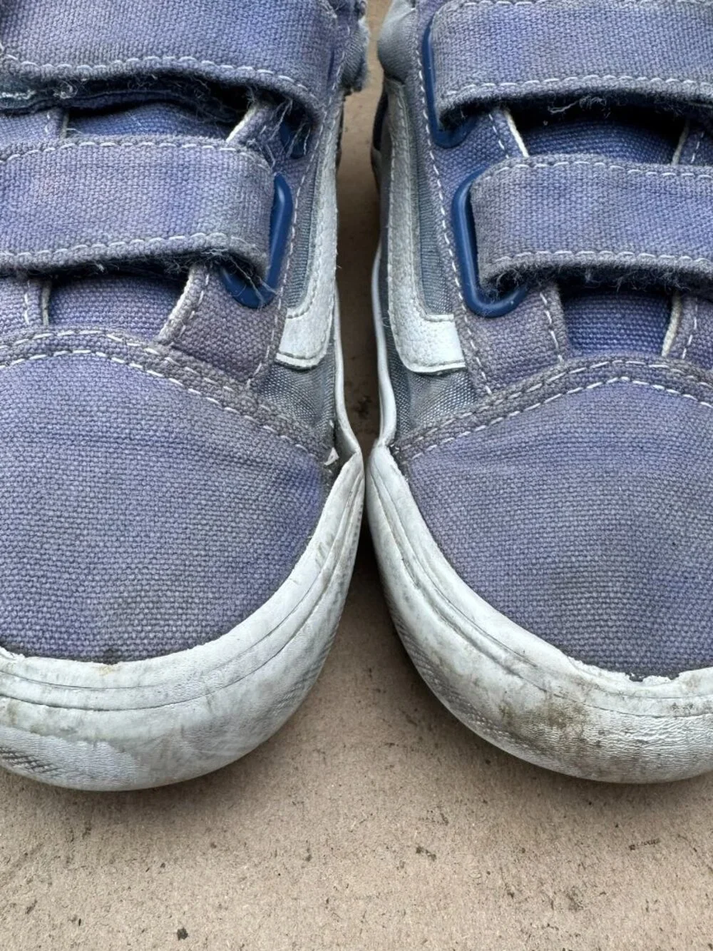 Kids' Vans Blue Canvas Hook and Loop Sneakers Size 12.5 Damage
